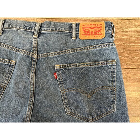Levis 550 Jean Shorts Men Size 40 Blue Relaxed Fit Medium Wash Denim 100% Cotton - Picture 3 of 10